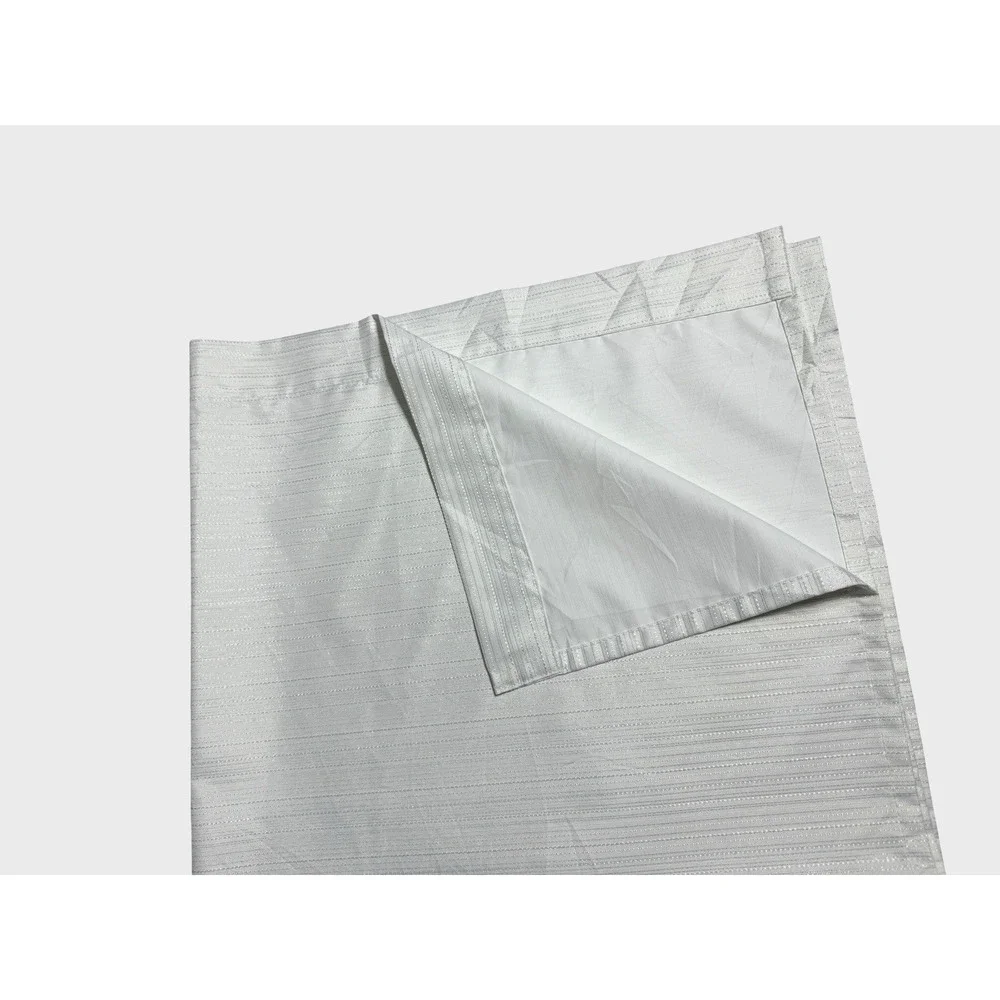 Pair Embroidered Tonal Stripe Curtains Drapes White Metallic Shimmer 2 Panels